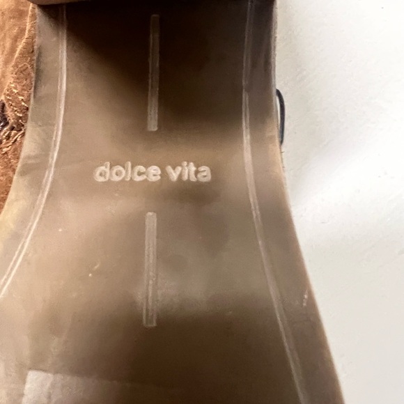 Dolce Vita Cognac Suede Over the Knee Heeled Boots - Picture 6 of 7